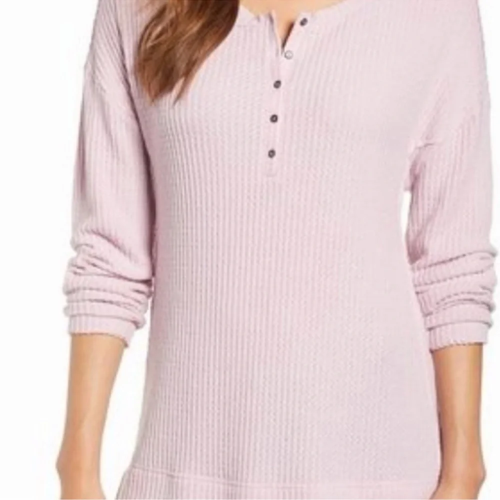 Caslon Waffle Knit Henley Top Pink 0X - Picture 9 of 11